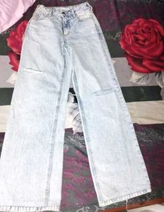Zara Wide Leg Distressed Jeans
