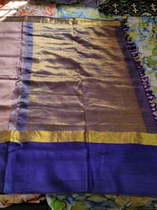 Pastel pink And blue Silk Saree