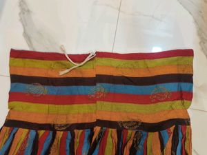 Colorful Striped Harem Pants And Duppata