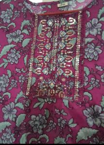 Printed Purple Cotton Kurti