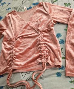 Pink Velvet Long Sleeve Top