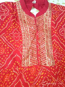 Xl New Unused Georgette Red Bandhani Anarkali