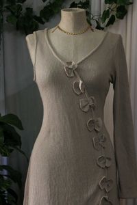 Ribbed Knit Maxi Dress with Bow Detail