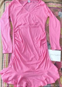 Ribbed Long-Sleeve V-Neck Knit Mini Mermaid Dress