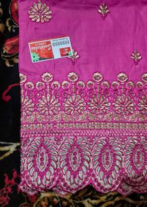 Pink Embroidered Dress Material