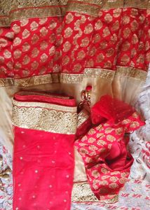 Red &amp; Cream Lehenga