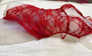 Red Lace Lingerie Bodysuit