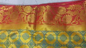 Yellow &amp; Green Patterned Saree