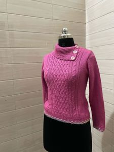Y2k Korean Pink Cable Knit Sweater