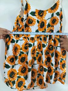 Sunflower Print Sundress, Back Patterned