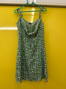 A-line green Strappy Dress