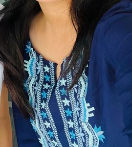 Embroidered Navy Blouse