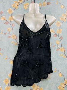 Y2k Beaded Black Butterfly Cami