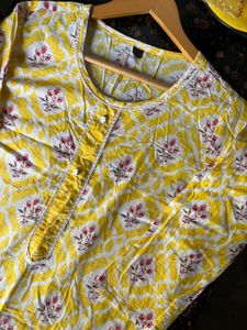 Pure cotton yellow kurta set