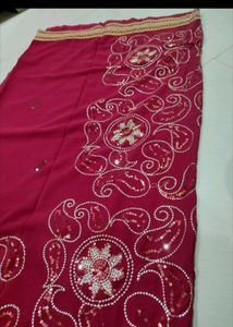 Elegant Maroon Embroidered Saree