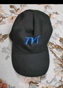 Black Baseball Cap with Blue Lettering