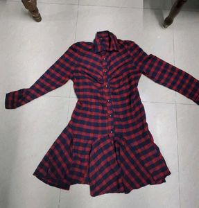 Red Plaid Shirt Dress