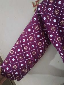 Purple Printed Kurti With Sleeves