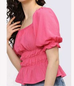Pink Puff Sleeve Top