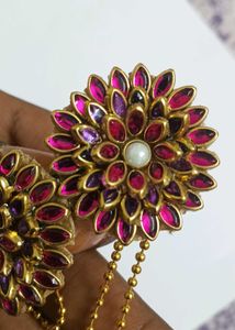 Floral Hair Clip with Chain