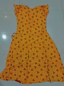Stylish Yellow &amp; Red Cotton dress