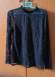 ZARA Elegant Black Lace Top L Size