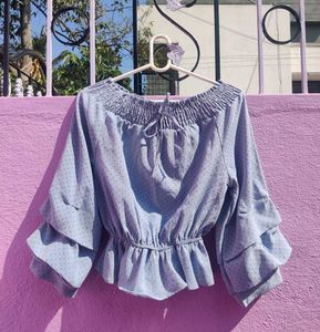 Chic Blue Polka Dot Top