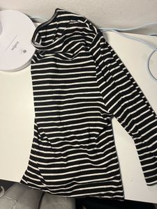 Striped Tee with Button Detail