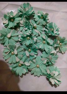 Mint Green Paper Flower Embellishments
