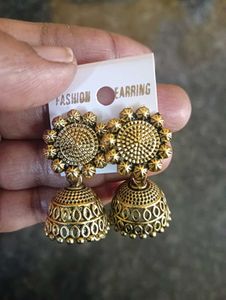 Gold Colour Oxidised Jumka(Jumki)