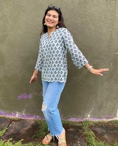 Floral Rayon Leaf Print Kurta Women