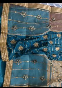 Teal Blue Embroidered Salwar Suit