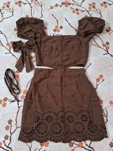 Korean Cute Crop Top And Mini Skirt