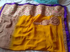 Pure Georgette Lace Work Saree