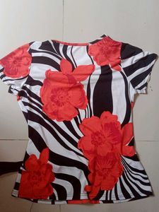 Floral Zebra Print Top