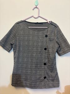 Plaid Button Top