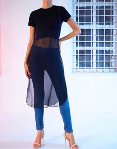 Black Semi Sheer Top