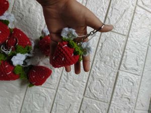 crochet strawberry keychain