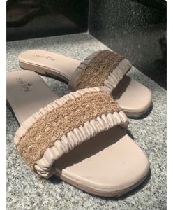 Nude Pink Heels, Off White Beachy Flats