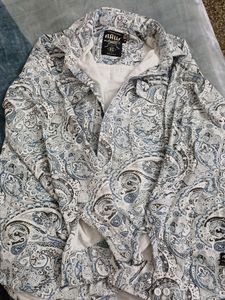 White Printed Shacket For Men