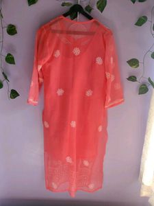 Coral Chikankari Kurta