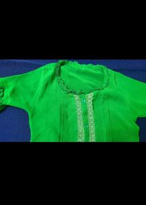 Green Button-Down Shirt Themed Top