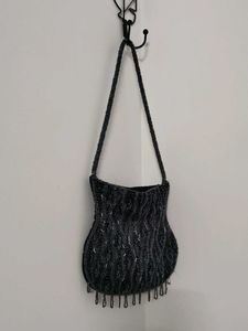 Black Beaded Shoulder Bag