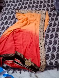 Beautiful Two Colour Party Wear Saree