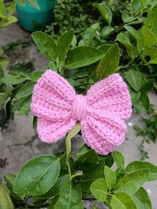 Pink Crochet Bow Hair Clip (All Colour Available)