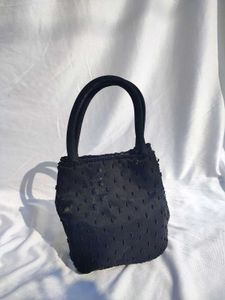 Sasha New York Black Beaded Fringe Wristlet Bag