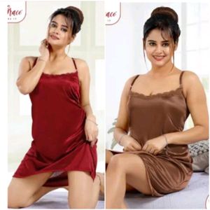 Satin Lace Trim Sleep Dress (Nighty)