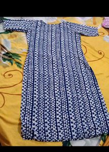 Blue &amp; White Print Kurti