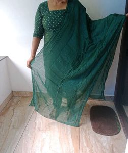 Green Churidhar Set With Long Dupatta