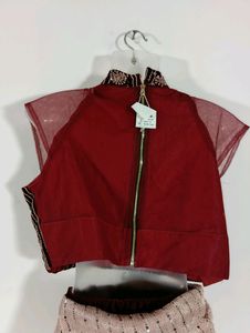 Maroon Embroidered Ready to Wear Saree (Women)